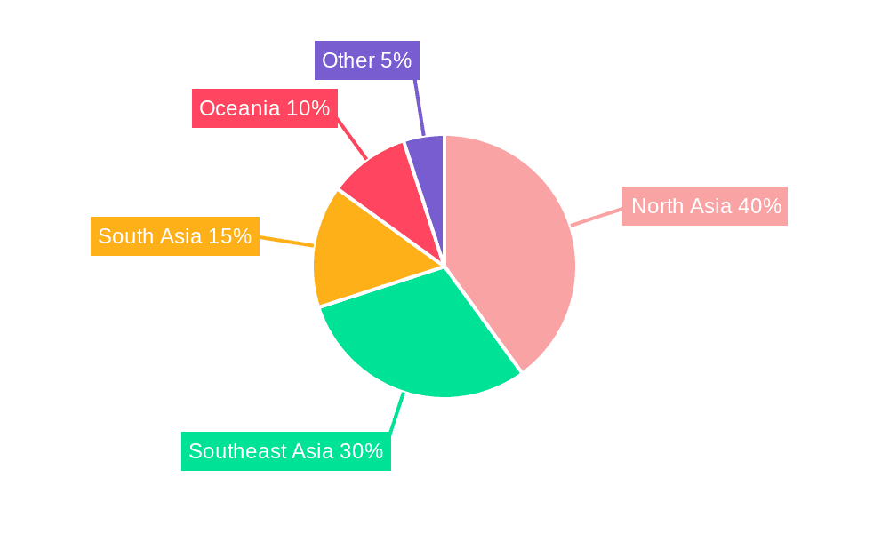 Asia Pacific Travel Retail industry Market Share by Region - Global Geographic Distribution