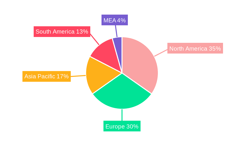 South America Repair and Rehabilitation Market Market Share by Region - Global Geographic Distribution